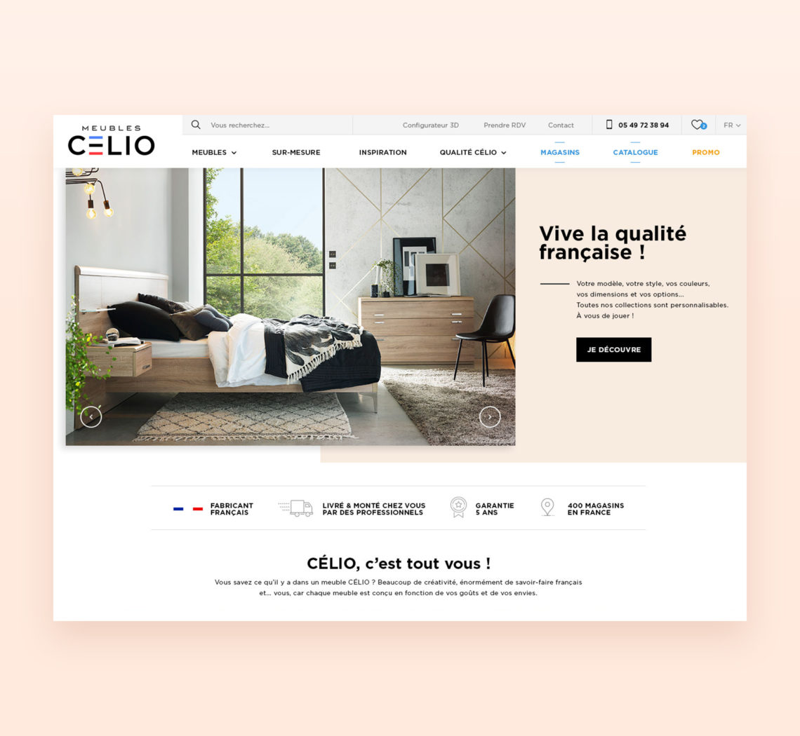 Direction Artistique et webdesign, Etude de cas du site web Meubles CELIO