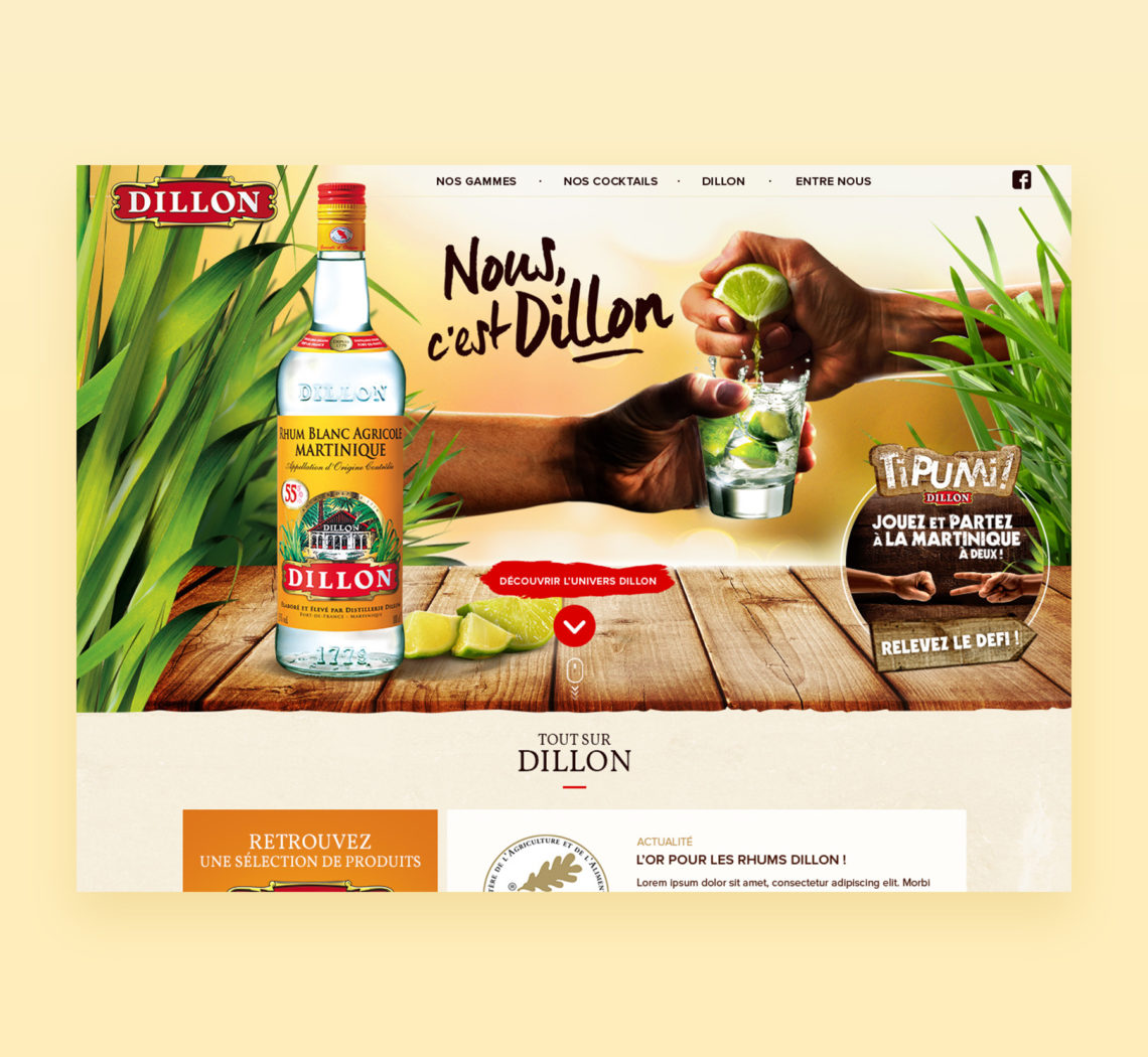 Direction Artistique et webdesign du site Rhums Dillon
