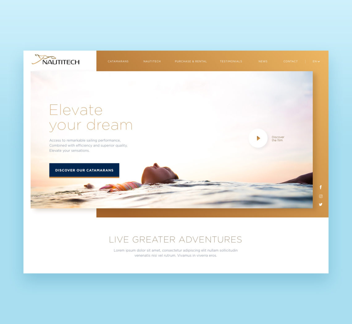 Direction Artistique et webdesign du site Nautitech Catamarans