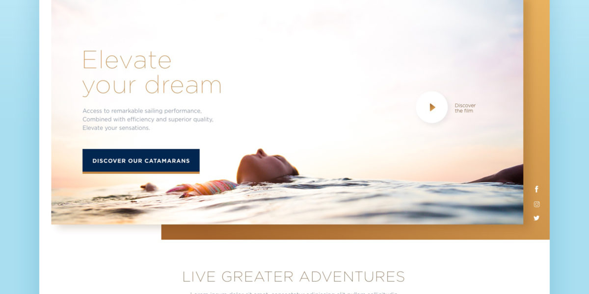 Direction Artistique et webdesign du site Nautitech Catamarans