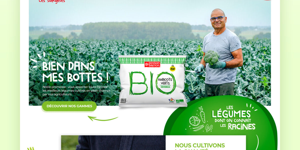 Direction Artistique et webdesign pour Paysan Breton Les Surgelés